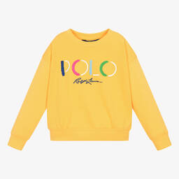 Ralph Lauren-Girls Yellow Cotton Sweatshirt | Childrensalon Outlet