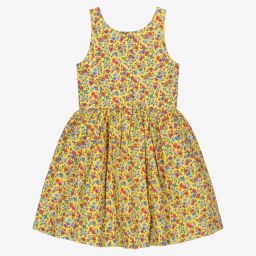 Polo Ralph Lauren-فستان قطن لون أصفر بطبعة ورود | Childrensalon Outlet