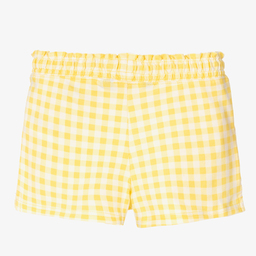 Polo Ralph Lauren-شورت قطن بيكيه كاروهات لون أصفر وأبيض للبنات | Childrensalon Outlet