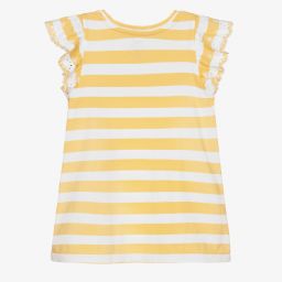 Polo Ralph Lauren-Girls Yellow Striped T-Shirt | Childrensalon Outlet
