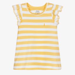Polo Ralph Lauren-Girls Yellow Striped T-Shirt | Childrensalon Outlet