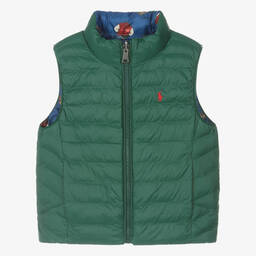 Ralph Lauren-Green & Blue Reversible Puffer Gilet | Childrensalon Outlet