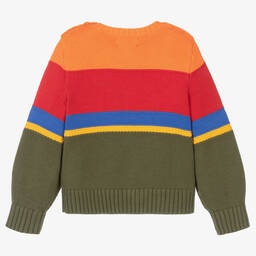 Ralph Lauren-Зелено-оранжевый вязаный свитер из хлопка | Childrensalon Outlet