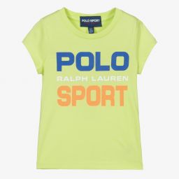 Polo Ralph Lauren-توب بولو قطن جيرسي لون أخضر ليموني للبنات | Childrensalon Outlet