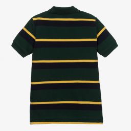 Polo Ralph Lauren-Green Stripe Cotton Polo Shirt | Childrensalon Outlet
