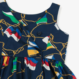 Ralph Lauren-فستان أزرق بحري بطبعة العلم | Childrensalon Outlet