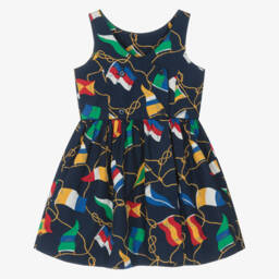 Ralph Lauren-فستان أزرق بحري بطبعة العلم | Childrensalon Outlet