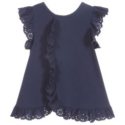 Поло Ralph Lauren-Темно-синий топ с кружевной отделкой | Childrensalon Outlet