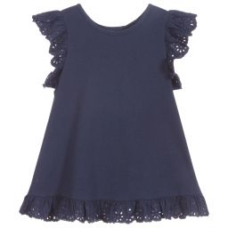 Поло Ralph Lauren-Темно-синий топ с кружевной отделкой | Childrensalon Outlet