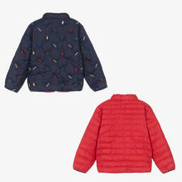 Ralph Lauren-جاكيت بافر بوجهين لون كحلي وأحمر | Childrensalon Outlet