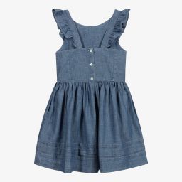 Поло Ralph Lauren-Синее платье из шамбре с рюшами для подростков | Childrensalon Outlet
