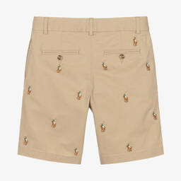 Ralph Lauren-Teen Boys Beige Cotton Pony Shorts  | Childrensalon Outlet