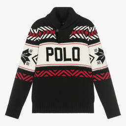 Ralph Lauren-Teen Boys Black Knitted Cotton Sweater | Childrensalon Outlet