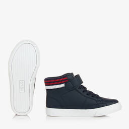 Polo Ralph Lauren-Teen Boys Blue Faux Leather Trainers | Childrensalon Outlet