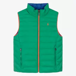 Ralph Lauren-Teen Boys Green Reversible Puffer Gilet | Childrensalon Outlet