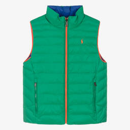 Ralph Lauren-Teen Boys Green Reversible Puffer Gilet | Childrensalon Outlet