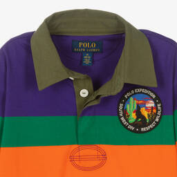 Поло Ralph Lauren-Оранжевый топ регби в полоску | Childrensalon Outlet