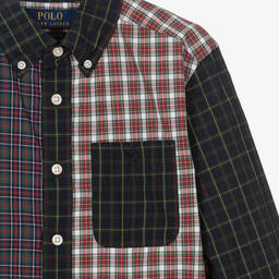 رالف لورين-قميص تينز ولادي قطن لون أحمر وكحلي | Childrensalon Outlet