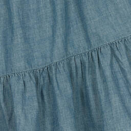 Ralph Lauren-فستان قميص قطن شامبري لون أزرق تينز بناتي | Childrensalon Outlet