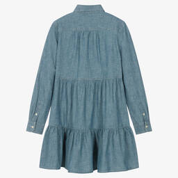 Ralph Lauren-فستان قميص قطن شامبري لون أزرق تينز بناتي | Childrensalon Outlet