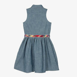 Polo Ralph Lauren-فستان تينز بناتي قطن شامبري لون أزرق | Childrensalon Outlet