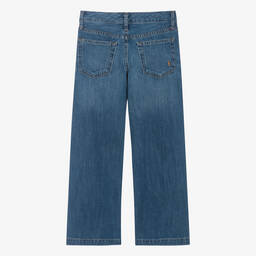 Ralph Lauren-Teen Girls Blue Denim Wide Leg Crop Jeans | Childrensalon Outlet