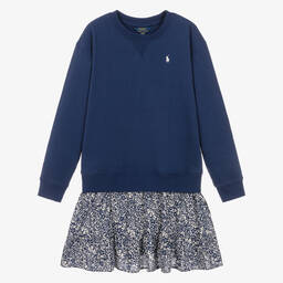Ralph Lauren-Teen Girls Blue Floral Cotton Dress | Childrensalon Outlet