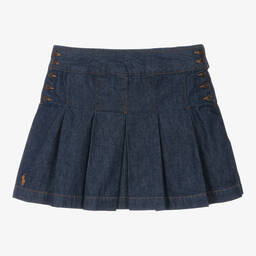 Ralph Lauren-Teen Girls Blue Pleated Denim Skirt | Childrensalon Outlet