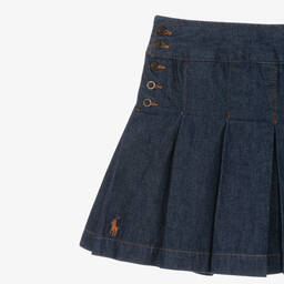 Ralph Lauren-Teen Girls Blue Pleated Denim Skirt | Childrensalon Outlet