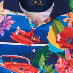 Ralph Lauren-فستان بولو قطن بيكيه لون أزرق للمراهقات | Childrensalon Outlet