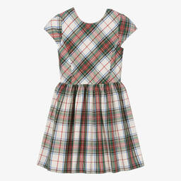 Ralph Lauren-Teen Girls Ivory & Green Tartan Taffeta Dress | Childrensalon Outlet