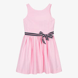 Ralph Lauren-فستان قطن محبوك لون زهري فاتح للمراهقات | Childrensalon Outlet