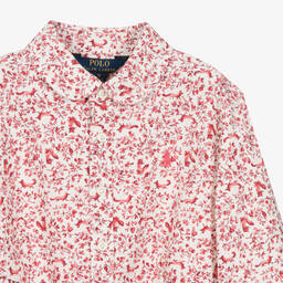 Ralph Lauren-فستان بطبعة ورود قطن لون زهري تينز بناتي | Childrensalon Outlet