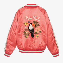 Ralph Lauren-Teen Girls Pink Satin Baseball Jacket | Childrensalon Outlet