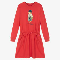 Ralph Lauren-Teen Girls Red Polo Bear Jersey Dress | Childrensalon Outlet
