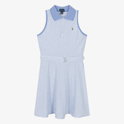 Ralph Lauren-Teen Girls White & Blue Stripe Cotton Dress | Childrensalon Outlet