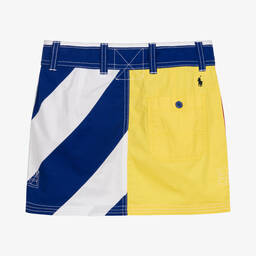 Поло Ralph Lauren-Белая хлопковая юбка с цветовыми блоками | Childrensalon Outlet