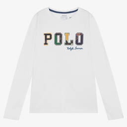 Ralph Lauren-Teen Girls White Cotton Jersey Top | Childrensalon Outlet