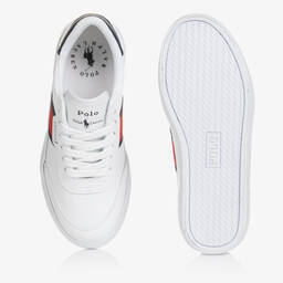 Polo Ralph Lauren-Teen White & Red Logo Stripe Trainers | Childrensalon Outlet