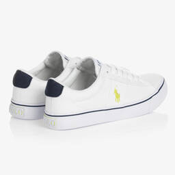 Поло Ralph Lauren-Белые парусиновые кроссовки | Childrensalon Outlet