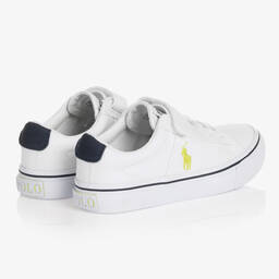 Polo رالف لورين-ترينرز بشريط لاصق كانفاس لون أبيض | Childrensalon Outlet