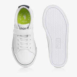 Polo رالف لورين-ترينرز بشريط لاصق كانفاس لون أبيض | Childrensalon Outlet