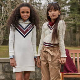 Поло Ralph Lauren-Белое хлопковое платье с капюшоном | Childrensalon Outlet