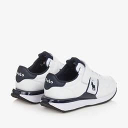 Ralph Lauren-White Faux Leather Velcro Trainers | Childrensalon Outlet