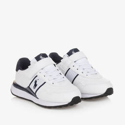 Ralph Lauren-White Faux Leather Velcro Trainers | Childrensalon Outlet