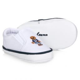 Ralph Lauren White Polo Bear Baby Shoes Childrensalon Outlet