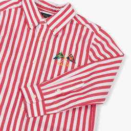 Ralph Lauren-Young Gentlemen's Vibrant Crimson Striped Shirt | Childrensalon Outlet