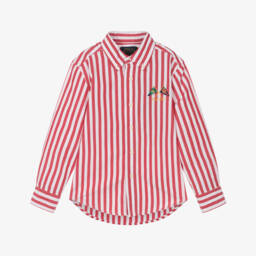 Ralph Lauren-Young Gentlemen's Vibrant Crimson Striped Shirt | Childrensalon Outlet