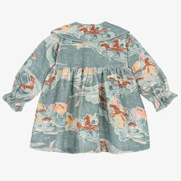 RaspberryPlum-Голубое платье и трусики из хлопка с лошадьми | Childrensalon Outlet