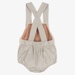 RaspberryPlum-Baby Girls Grey Cotton Dungaree Shortie | Childrensalon Outlet